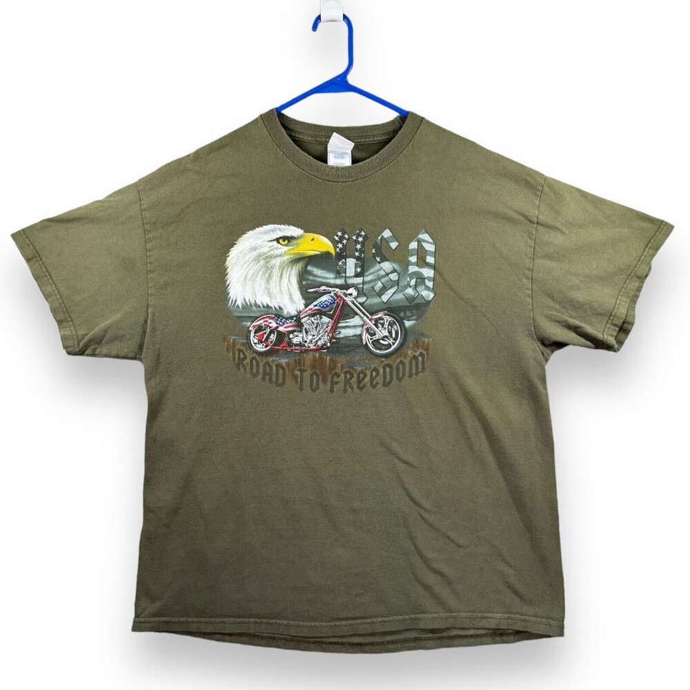 Tennessee River Men's Size XL Graphic T-Shirt Green USA Road To Freedom